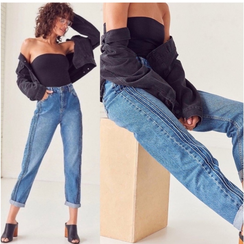 UO BDG High Rise Mom Jeans with Pintuck Stripes
